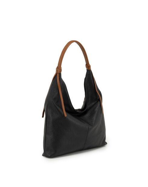 Sac en cuir Taranto noir + cuoio - 44x32x5cm