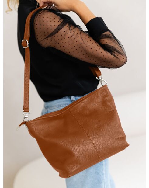 Sac en cuir Trapani Cognac - 33x25x14cm
