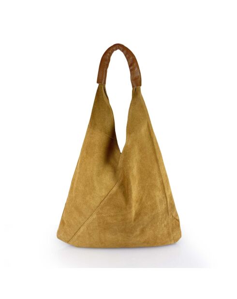 Mirtillo Tasche aus cognacfarbenem Veloursleder - 34x39x8cm