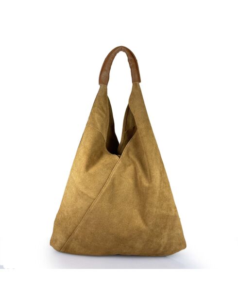 Mirtillo Tasche aus cognacfarbenem Veloursleder - 34x39x8cm