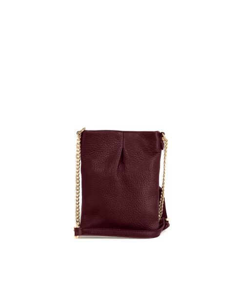 Sac bandoulière en cuir Oristano bourgogne - 15x19x1cm