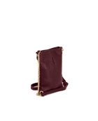 Sac bandoulière en cuir Oristano bourgogne - 15x19x1cm