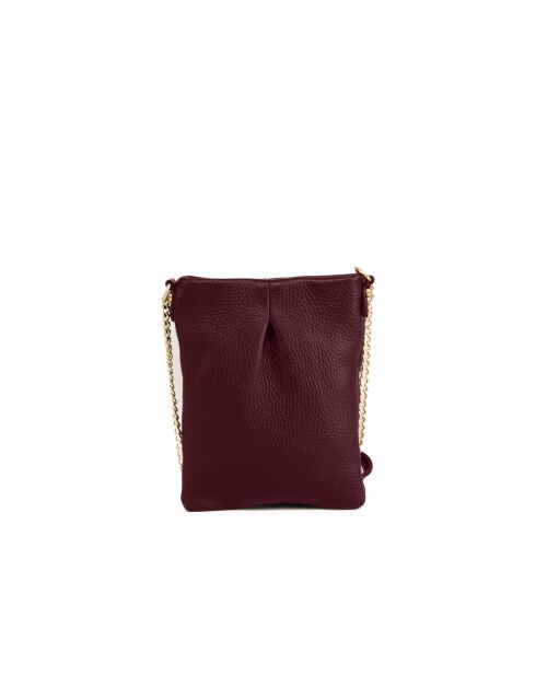 Sac bandoulière en cuir Oristano bourgogne - 15x19x1cm