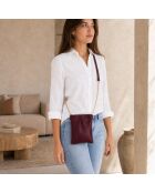 Sac bandoulière en cuir Oristano bourgogne - 15x19x1cm