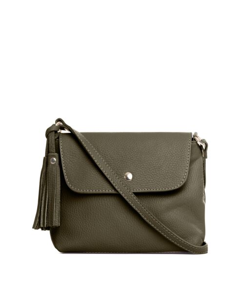 Bagni olive leren schoudertas - 25x17x7cm