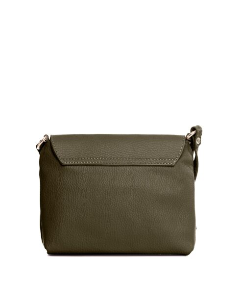 Bagni olive leren schoudertas - 25x17x7cm