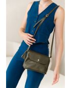 Bagni olive leren schoudertas - 25x17x7cm