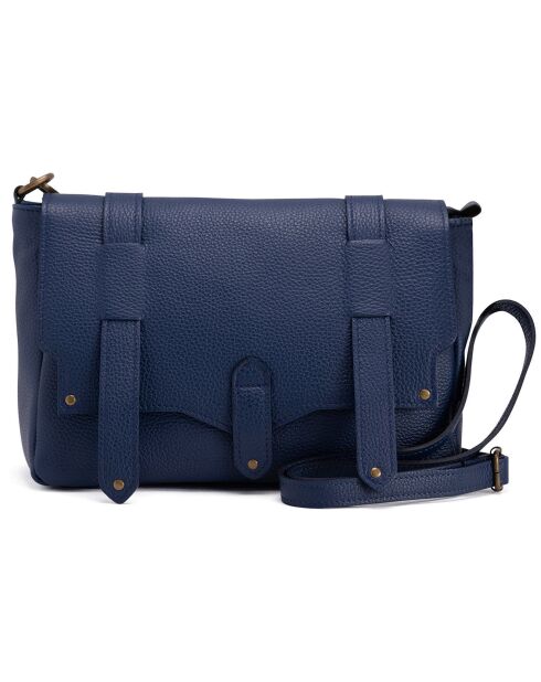 Sac bandoulière en Cuir Agave bleu foncé - 30x21x8 cm