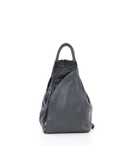 Sac à dos en cuir Novara noir et cendre - 29x34x13cm