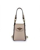 Petit sac bandoulière en cuir Rododendro nude - 12x17x6cm