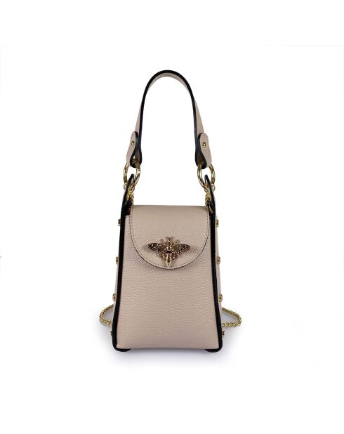 Petit sac bandoulière en cuir Rododendro nude - 12x17x6cm