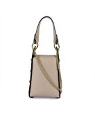 Petit sac bandoulière en cuir Rododendro nude - 12x17x6cm