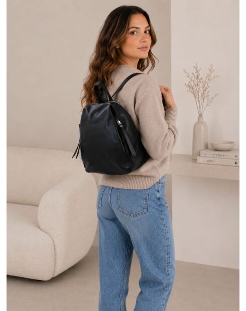 Sac en cuir Gambellara noir - 27x31x13cm