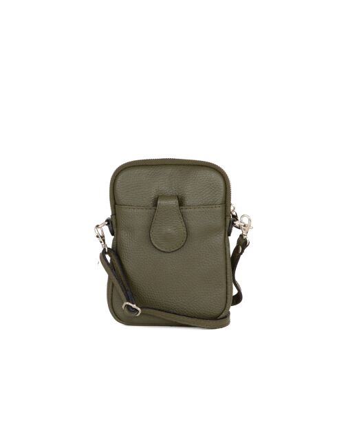 Sac bandoulière en cuir Paglia olive - 15x20x1cm