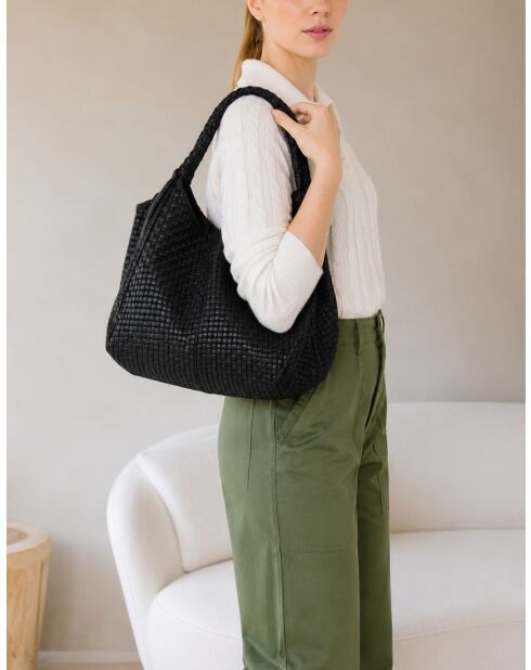 Sac en cuir Pitigliano noir - 41x34x30cm