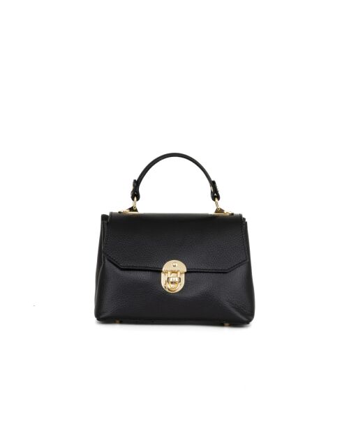 Sac bandoulière en cuir Monte Confinale noir - 21x17x12cm