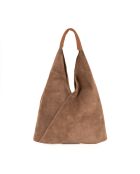 Sac en cuir suédé Mirtillo taupe - 34x39x8cm