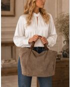 Sac en cuir Gimignano taupe foncé - 45x50x20cm