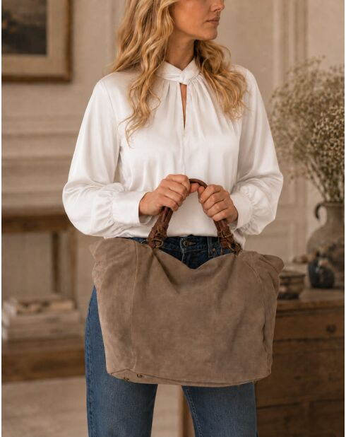 Sac en cuir Gimignano taupe foncé - 45x50x20cm