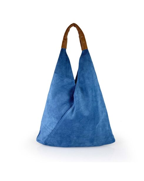 Mirtillo Tasche aus Veloursleder blaue Jeans - 34x39x8cm