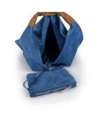 Mirtillo Tasche aus Veloursleder blaue Jeans - 34x39x8cm