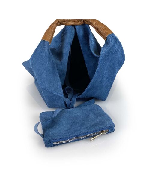 Mirtillo Tasche aus Veloursleder blaue Jeans - 34x39x8cm