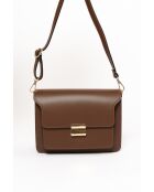 Sac bandoulière en cuir Carbonara brun - 23x17x10cm
