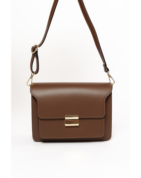 Sac bandoulière en cuir Carbonara brun - 23x17x10cm