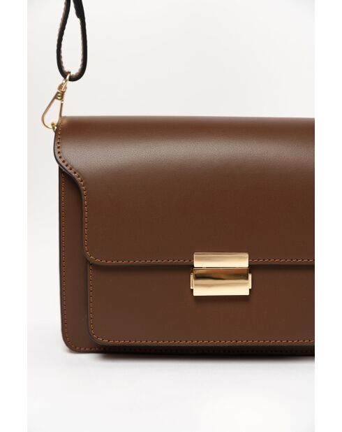 Sac bandoulière en cuir Carbonara brun - 23x17x10cm