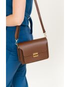 Sac bandoulière en cuir Carbonara brun - 23x17x10cm