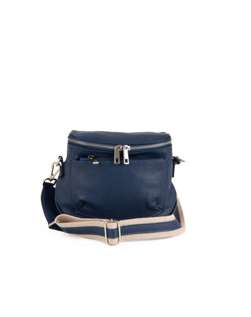 Favara blaue Schultertasche aus Leder - 24x19x7cm