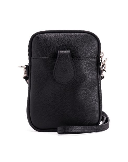 Sac bandoulière en cuir Paglia noir - 15x20x1cm