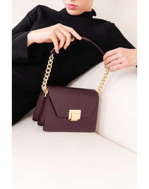 Sac bandoulière en cuir Desenigo vin - 22,5x17x10cm