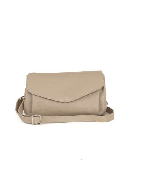 Sac bandoulière en cuir Corno Baitone taupe - 24x14x10cm