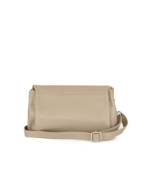 Sac bandoulière en cuir Corno Baitone taupe - 24x14x10cm