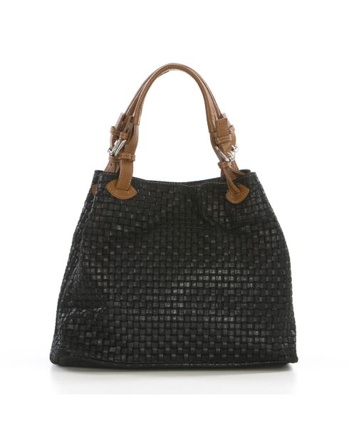 Sac en cuir Fosdinovo noir - 37x45x15cm