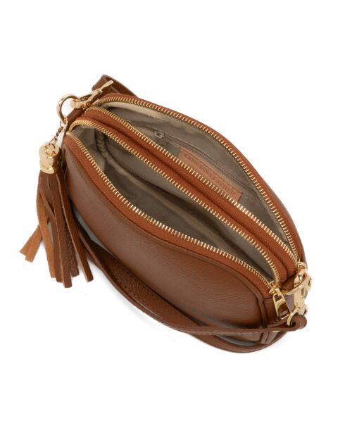 Sac bandoulière en cuir Flumendosa cognac - 23x17x7cm