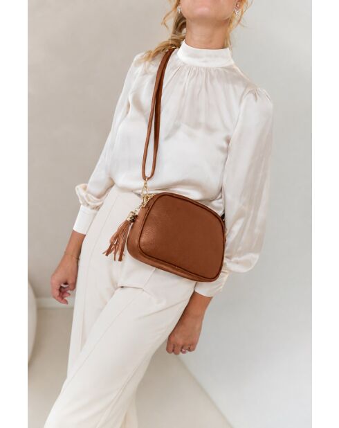 Flumendosa Schultertasche aus cognacfarbenem Leder - 23x17x7cm