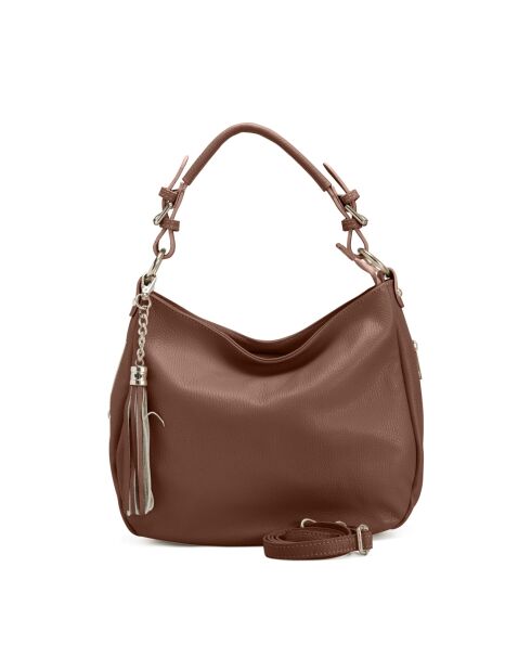 Monate dunkelbraune Ledertasche - 36x26x10cm