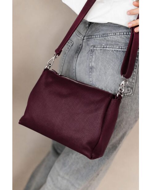 Melfi Schultertasche aus dunkelrotem Leder - 26x19x9cm