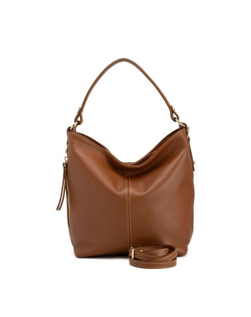Sac en cuir Carrara cognac - 36x28x12cm