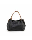 Sac en cuir Taro noir + cuoio - 28x25x18cm
