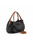 Sac en cuir Taro noir + cuoio - 28x25x18cm