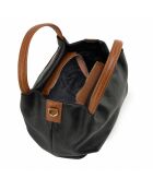 Sac en cuir Taro noir + cuoio - 28x25x18cm