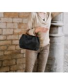 Sac en cuir Taro noir + cuoio - 28x25x18cm