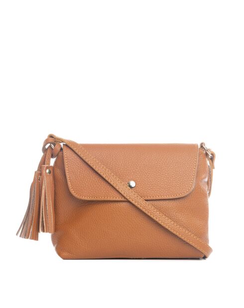 Bagni cognac leren schoudertas - 25x17x7cm