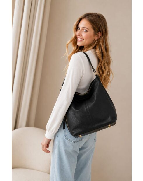Borsa Carrara in pelle nera - 36x28x12cm