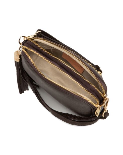 Flumendosa Schultertasche aus Mokka-Leder - 23x17x7cm