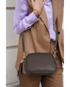 Flumendosa Schultertasche aus Mokka-Leder - 23x17x7cm