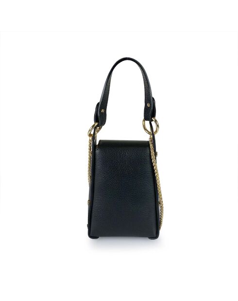 Petit sac bandoulière en cuir Rododendro  noir - 12x17x6cm